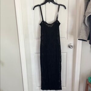 Meshki Black Lace Midi Dress